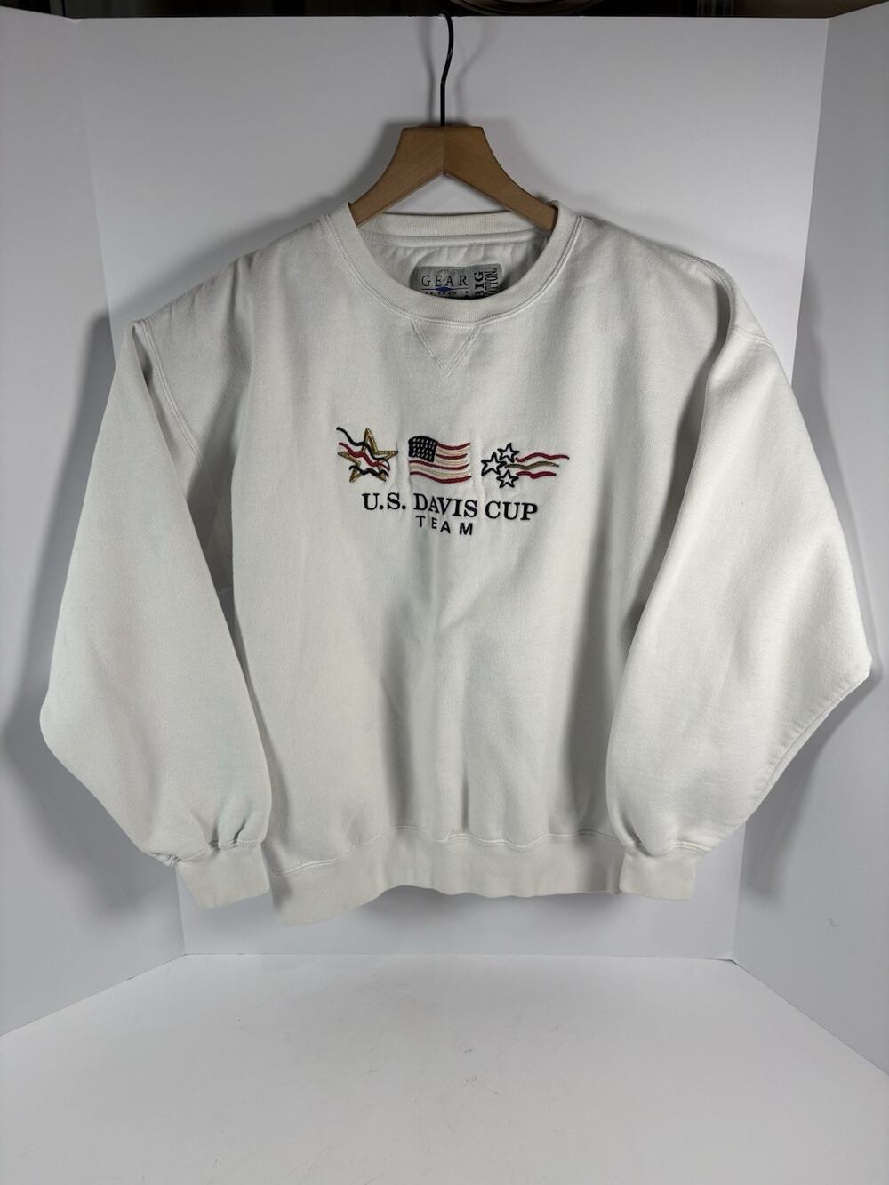 Gear For Sports US Davis Cup Team Sweatshirt Small White Embroidered Tennis USA